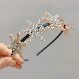 Serre-tête flocon de neige argenté étincelant pour filles avec strass pour Noël