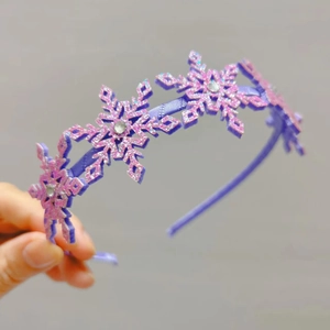 Serre-tête violet pailleté pour filles avec motifs flocons de neige et cristaux brillants
