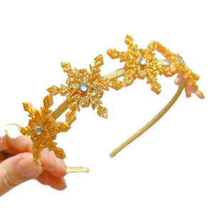Serre-tête flocon de neige doré pour filles avec strass et finition pailletée festive