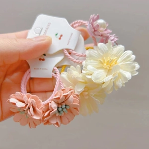 Élastiques à Cheveux en Tissu Fait Main pour Enfants Bébé Filles Doux Floral Marguerite Camélia Accessoires Cheveux