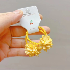Lot de deux élastiques à fleurs jaune vif avec bandes tressées pour tout-petits
