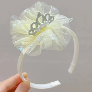 Süßer Kinder Blumen Haarreif mit glitzernder Krone und Perlen für kleine Mädchen