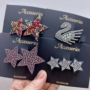 Handmade Rhinestone Star Swan Hair Clip Headband For Girls Kids Fashion Sparkling Crystal Hairpin Non-slip Metal Hair Accessories Party Gift