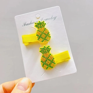 Cute pineapple hair clips with sparkling yellow rhinestones for girls and kids