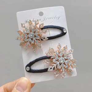 Fermagli per capelli a fiocco di neve scintillanti per bambina con glitter e strass