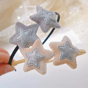 Cerchietto per Capelli in Velluto per Bambini Con Stella di Paillettes Doppio Strato Accessori per Capelli per Ragazze
