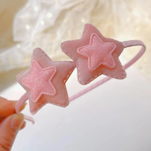 Cerchietto in velluto rosa con stelle di paillettes luccicanti per bambine