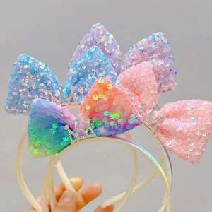 Meisjes Zeemeermin Pailletten Boog Kroon Hoofdband Legering Strass Prinses Haaraccessoires Verjaardag Feest Cadeau Haarrand