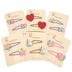 Lot de Pinces à Cheveux pour Enfants Dessin Animé Licorne Arc-en-ciel Cœur Étoile Papillon Résine Barrettes à Cliquer Accessoires Cheveux Filles