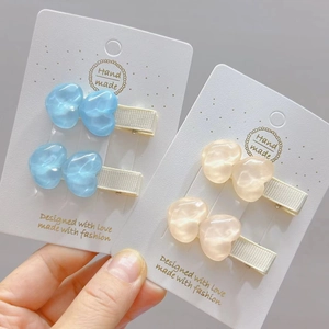 Simpatici Fermagli Per Capelli In Resina A Cuore Per Bambini Trama Di Marmo Dolce Fermagli A Becco D'Anatra Accessori Per Capelli