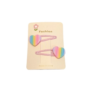 Lot de barrettes à paillettes roses avec ornements cœur arc-en-ciel pour filles