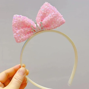 Roze zeemeermin pailletten haarband voor meisjes met een fonkelende strass steentjes kroon