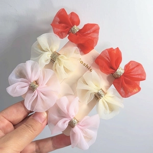 Mädchen Mesh Schleife Haarklammern Glitzer Haarnadeln Prinzessin Süß Kopfschmuck Kinder Alltag Party Haarschmuck