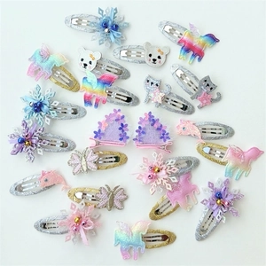 Glitter Christmas Snowflake Unicorn Hair Clips For Girls Sparkly Cat Ears Butterfly Bell Hairpin Cute Kids Hair Accessories