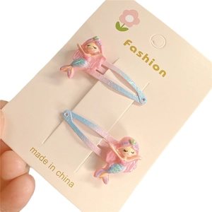 Fermagli BB a sirena con glitter in resina sfumata blu e rosa per bambine piccole