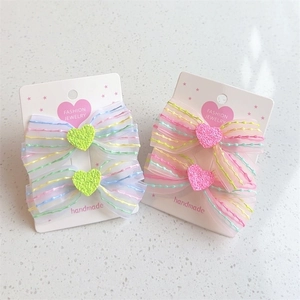 Regenbogen Gestreifte Zweilagige Organza Schleife Haarklammern Für Mädchen Glitzer Herz Netz Haarnadeln Prinzessin Kinder Haarschmuck