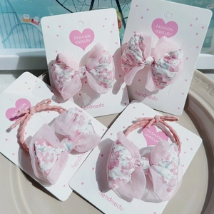 Barrette à Cheveux Nœud Floral Fait Main Élastique Cheveux en Organza et Tissu pour Filles Accessoires Cheveux