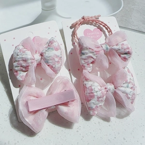 Lot de barrettes à fleurs en organza rose et coton pour filles bijoux de mode