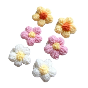 Handgefertigte Gestrickte Wollblumen Haarspangen Für Kinder Süße Puffy Häkelblumen Haarnadeln Pastoraler Stil Mädchen Haarschmuck
