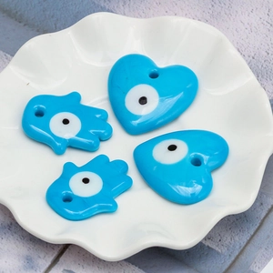 Glas Keramiek Boze Oog Hangers Voor Sieraden Maken Hand Van Fatima Hartvorm Turks Blauw Oog DIY Bedels Knutselonderdelen