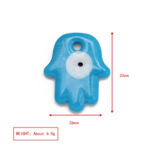 Blauwe Hamsa Hand Evil Eye hanger 32mm x 26mm voor het maken van DIY-sieraden