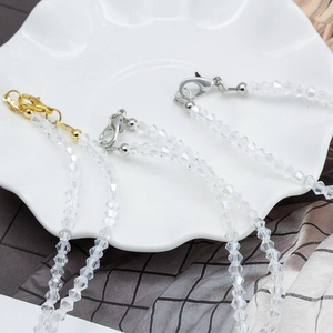 Evil eye crystal bead keychain with heart pendant and lobster clasp in gold and silver
