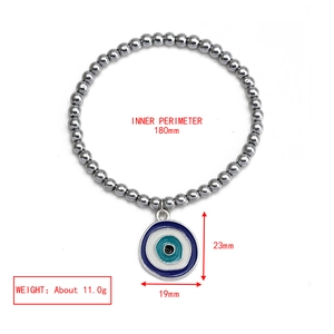 Detail showing an Evil Eye hematite bead bracelet with 180mm inner circumference size