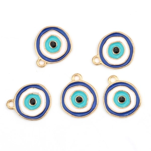 Evil Eye Enamel Alloy Pendant For DIY Jewelry Making Round Nazar Amulet Charm For Necklace Bracelet Handcrafted Accessory