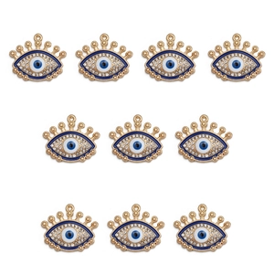 Set di dieci ciondoli malocchio dorati con smalto blu e cristalli per gioielli fai da te