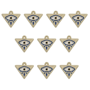Set di 10 ciondoli triangolari malocchio dorati con smalto colorato per gioielli fai-da-te