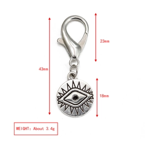 Detailed dimensions of the Evil Eye pendant with measurements 43mm and weight 3.4g