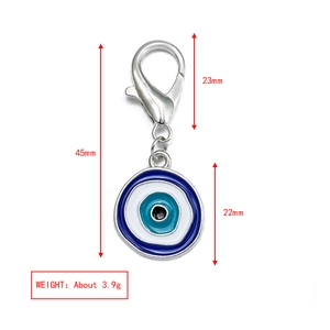 Detailed dimensions of evil eye pendant with 22mm diameter and 45mm total length