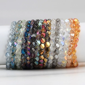 Irregular Faceted Glass Beads Electroplated Iridescent Coating Vintage Bow Heart Shape DIY Jewelry Making Craft Beads