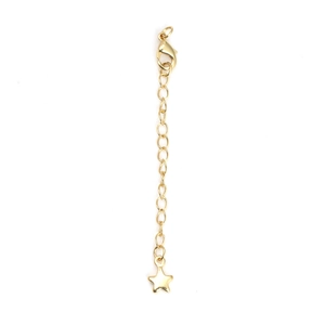 Detailed view of a gold-plated necklace extender with lobster clasp and star pendant