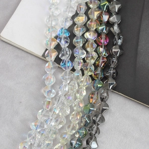 Irregular electroplated glass beads in grey yellow and purple for DIY jewelry making