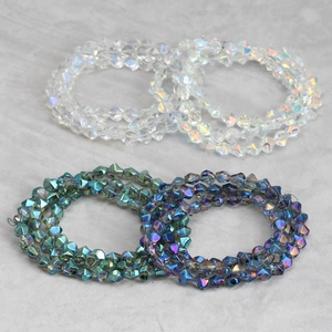 Irregular electroplated glass beads in gray purple and yellow for DIY jewelry making