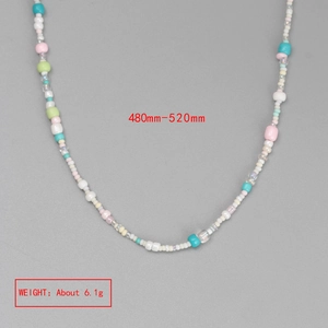 Macro detail of colorful beads and Evil Eye charms on this 480-520mm length necklace