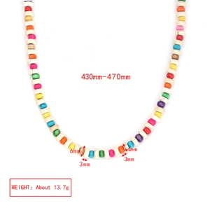 Detail showing dimensions of 430-470mm colorful bead and evil eye pearl necklace