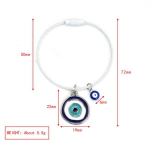 Detaillierte Größenangaben für den Evil-Eye-Anhänger-Schlüsselanhänger mit Drahtschleife