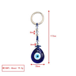 Specifiche dettagliate delle dimensioni del portachiavi Evil Eye con pendente blu