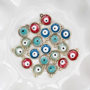 Colorful evil eye charms in assorted enamel finishes for DIY bracelet and jewelry making
