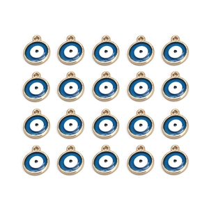 Set of 20 golden evil eye enamel charms for DIY jewelry making and bracelet supplies