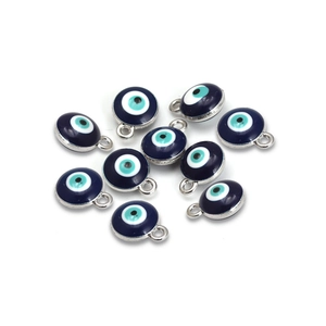 DIY evil eye enamel pendants with silver frames for necklace and jewelry making