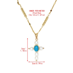 Spécifications de taille pour le pendentif croix bohème doré avec pierre turquoise bleue