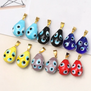 Pendentifs goutte œil maléfique colorés en verre avec fermoirs dorés pour bijoux diy