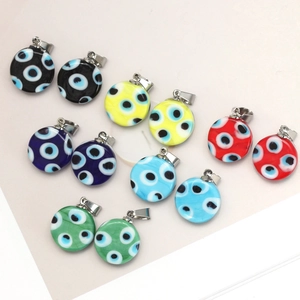 Lot de pendentifs œil maléfique en verre coloré avec boucles pour création de bijoux DIY