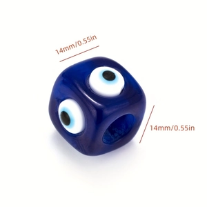 Blue square evil eye pendant bead in 14mm size for DIY necklace jewelry making
