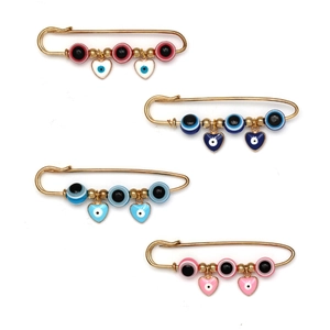 Koper Boze Oog Hart Bedel Veiligheidsspeld Brosje Boheems Exotisch Emaille Druppelolie Decoratieve Speld Voor Kleding Vrouwen Sieraden