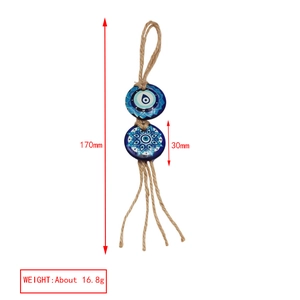 Detailed size specifications for Evil Eye charm showing 170mm length and 16.8g weight