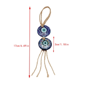 Evil Eye hanging charm detail showing 17cm total length and 3cm bead diameter